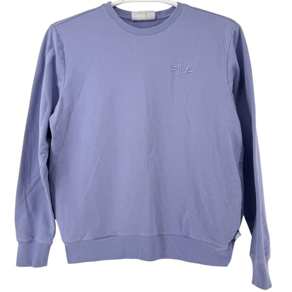 Fila Womens Sweatshirt Small Purple Crewneck Pullover Cotton Blend Long‎ Sleeve